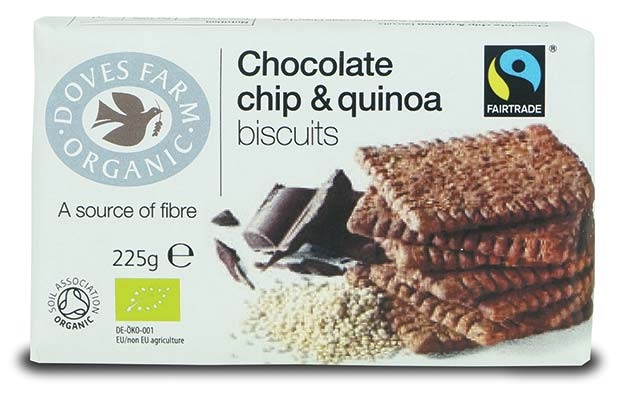 Biscuiti quinoa fulgi ciocolata eco 225g - DOVES FARM