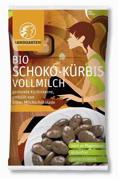 Boabe seminte dovleac invelite ciocolata lapte eco 55g - LANDGARTEN