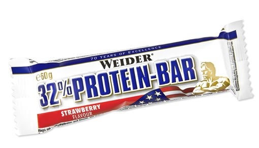 Baton proteic 32% ProteinBar capsuni 60g - WEIDER