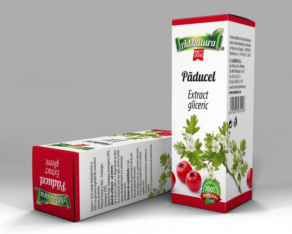 Extract hidrogliceric paducel frunze flori fructe 50ml - ADNATURA