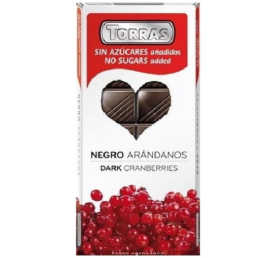 Ciocolata neagra 50%cacao merisoare fara zahar 150g - TORRAS