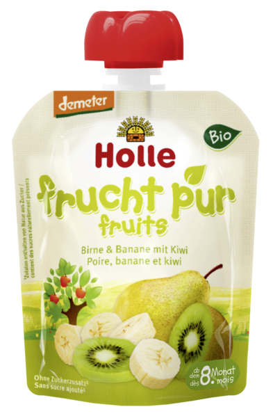 Piure pere banane kiwi bebe +8luni eco 90g - HOLLE