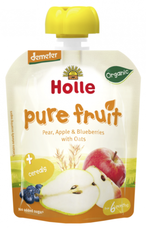 Piure ovaz pere mere coacaze bebe +6luni eco 90g - HOLLE