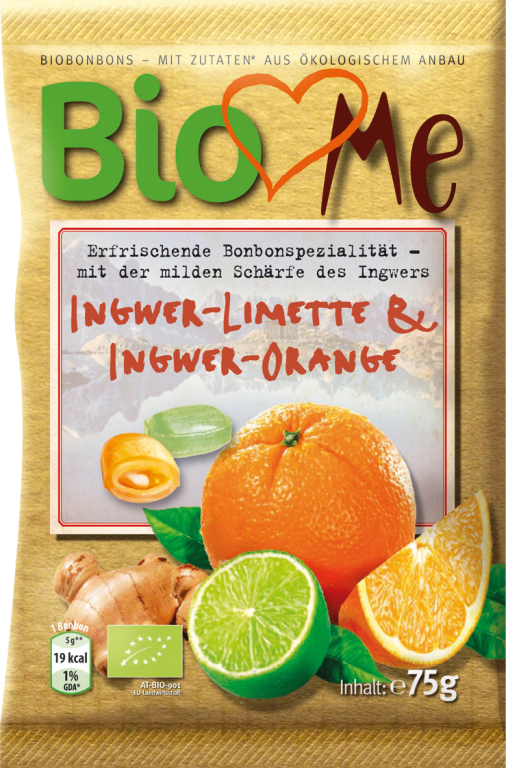 Bomboane ghimbir lime/ghimbir portocala eco 75g - BIO LOVES ME