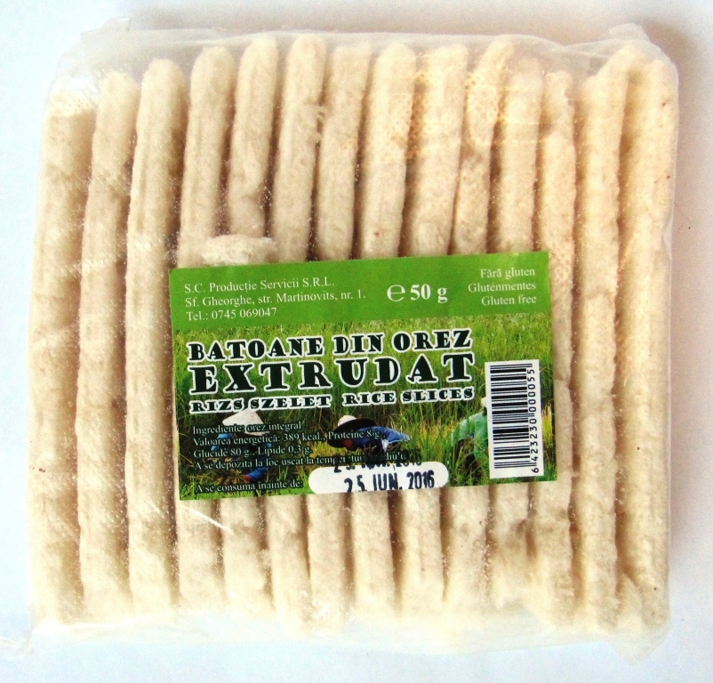 Batoane orez extrudat fara gluten 50g - PRODUCTIE SERVICII