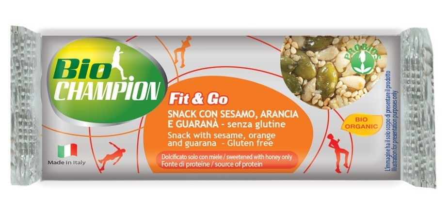 Baton energizant susan portocale guarana Fit&Go eco 30g - PROBIOS