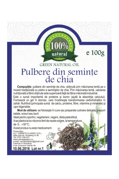 Pulbere seminte chia 100g - CARMITA CLASSIC