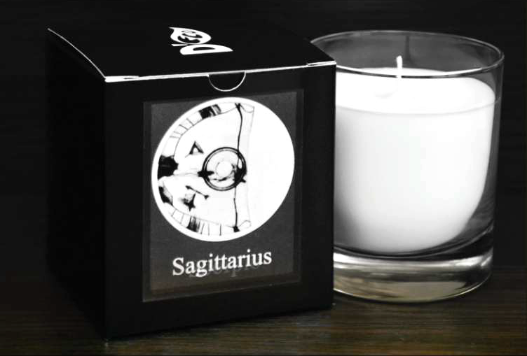 Candela sticla ceara soia Zodiac Sagittarius 130g - D`ECO