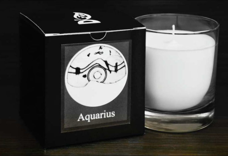 Candela sticla ceara soia Zodiac Aquarius 130g - D`ECO