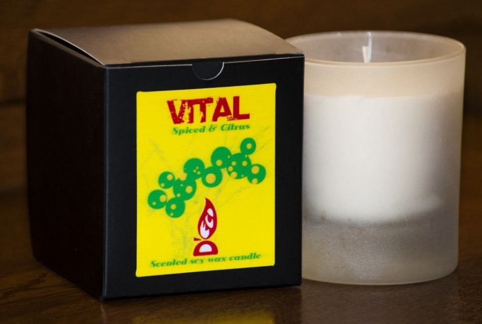 Candela sticla ceara soia 40h Vital 130g - D`ECO