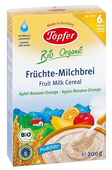 Cereale gris grau lapte fructe bebe +6luni 200g - TOPFER