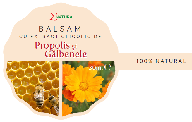 Balsam extract glicolic propolis galbenele 30ml - ENATURA