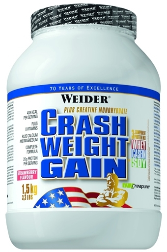 Pulbere Crash Weight Gain capsuni 1,5kg - WEIDER