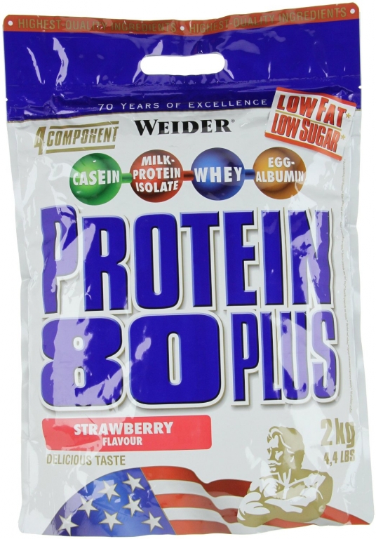 Pulbere proteica mix 4sort 80+ capsuni 2kg - WEIDER