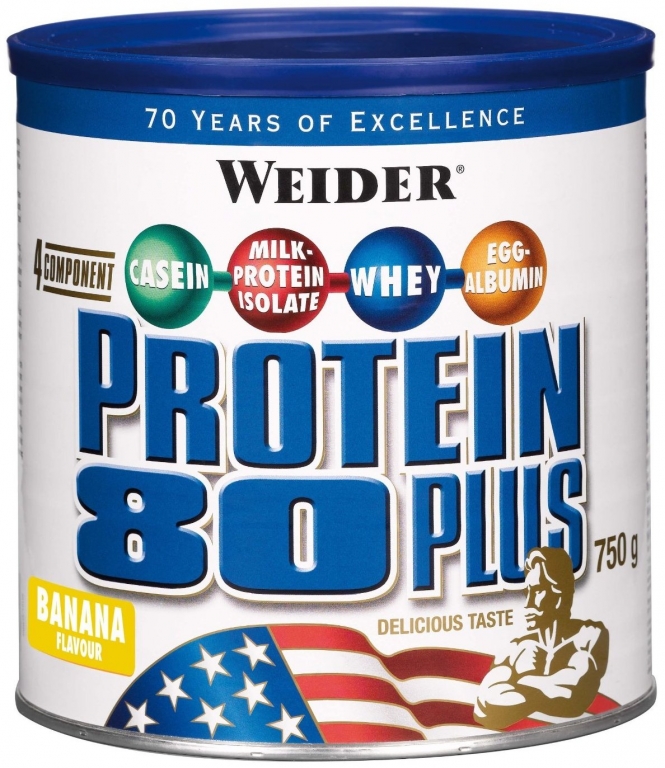 Pulbere proteica mix 4sort 80+ banane 750g - WEIDER