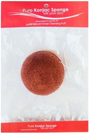 Burete konjac argila rosie pt ten sensibil 8cm - PURE KONJAC SPONGE