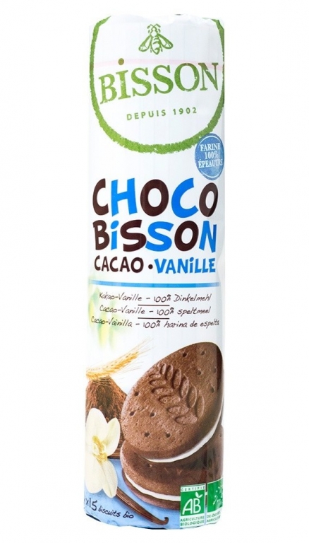 Biscuiti spelta cacao umpluti crema vanilie eco 300g - BISSON