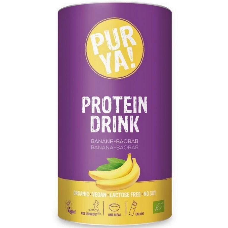 Pulbere Drink Protein vegan banana baobab eco 550g - PUR YA