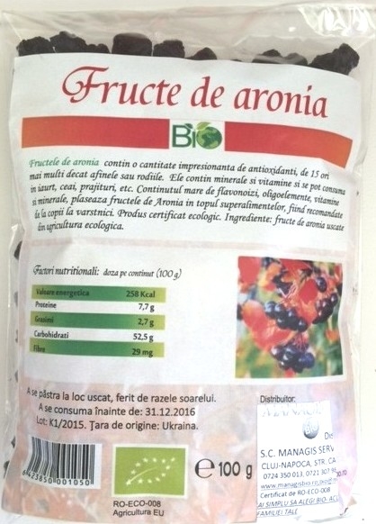 Aronia fructe uscate eco 100g - DECO ITALIA