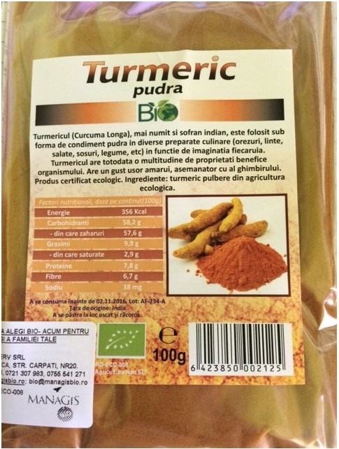 Condiment turmeric macinat eco 100g - DECO ITALIA