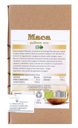 Pulbere maca bio 200g - DECO ITALIA