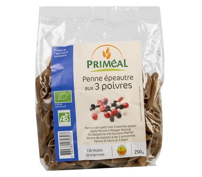 Paste penne spelta 3 soiuri piper eco 250g - PRIMEAL