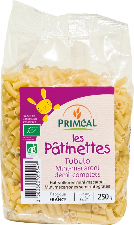 Paste mini macaroane grau semiintegral Les Patinettes eco 250g - PRIMEAL