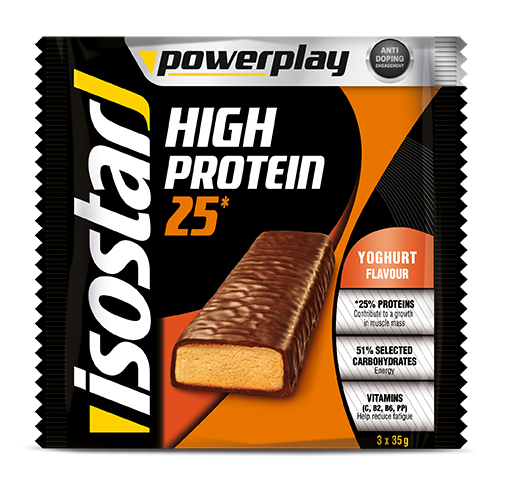 Batoane proteice iaurt Powerplay 3x35g - ISOSTAR