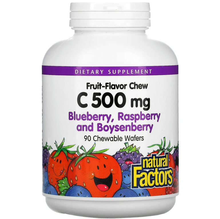 Vitamina C 500mg blueberry raspberry masticabile 90cp - NATURAL FACTORS