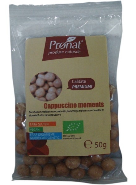 Bilute crocante porumb mei glazura ciocolata alba cappuccino eco 100g - PRONAT