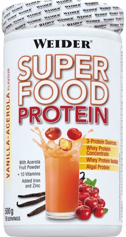 Pulbere proteica mix 3surse SuperFood vanilie acerola 500g - WEIDER