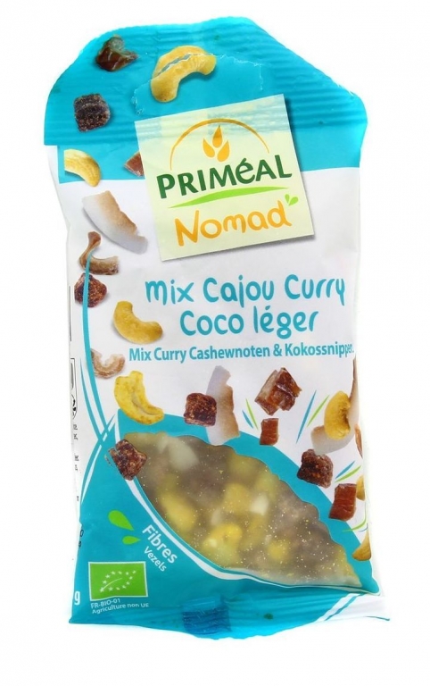 Snacks mix caju curry fulgi cocos Nomad eco 40g - PRIMEAL