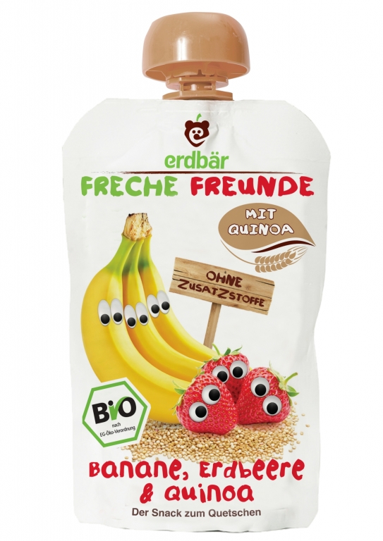 Piure banane capsuni quinoa bio 100g - ERDBAR