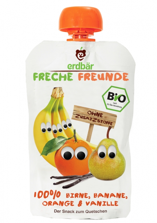 Piure pere banane portocale vanilie bio 100g - ERDBAR