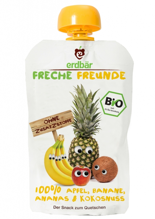 Piure mere banane ananas cocos bio 100g - ERDBAR