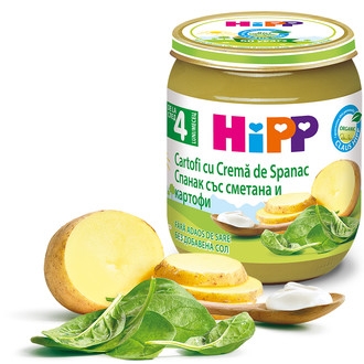 Piure spanac cartofi bebe +4luni 125g - HIPP ORGANIC