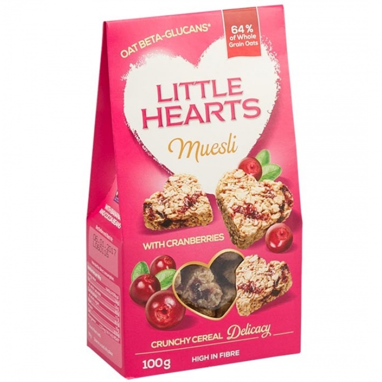 Inimioare crocante musli merisoare 100g - LITTLE HEARTS