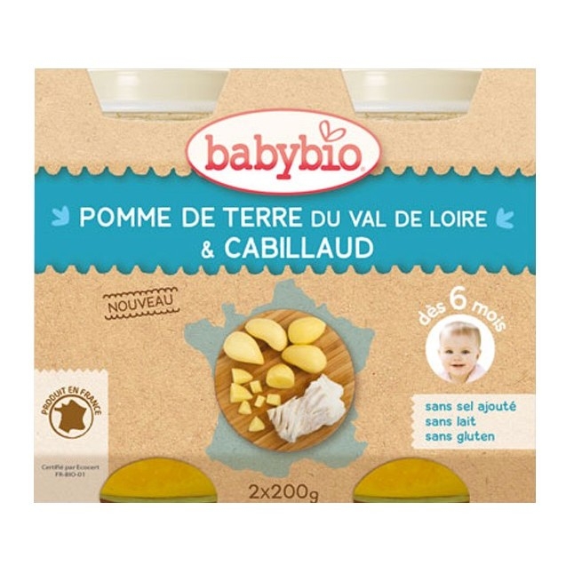 Piure cartofi peste morun bebe +6luni eco 2x200g - BABYBIO