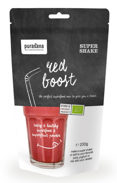 Pulbere shake proteic vegan Red Boost eco 200g - PURASANA