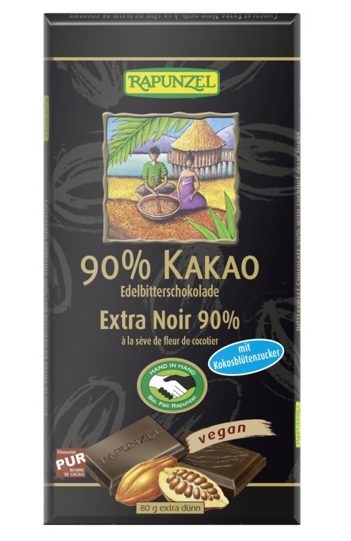 Ciocolata neagra 90%cacao eco 80g - RAPUNZEL