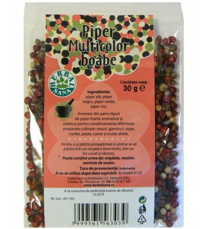 Condiment piper multicolor boabe 30g - HERBAL SANA