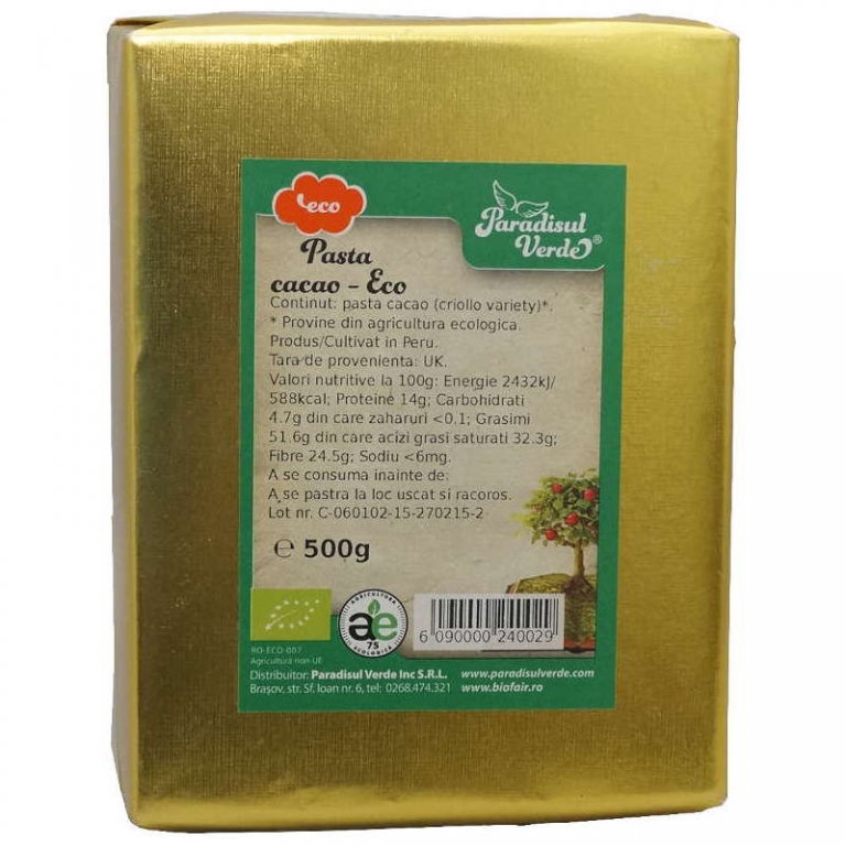 Pasta cacao eco 500g - PARADISUL VERDE