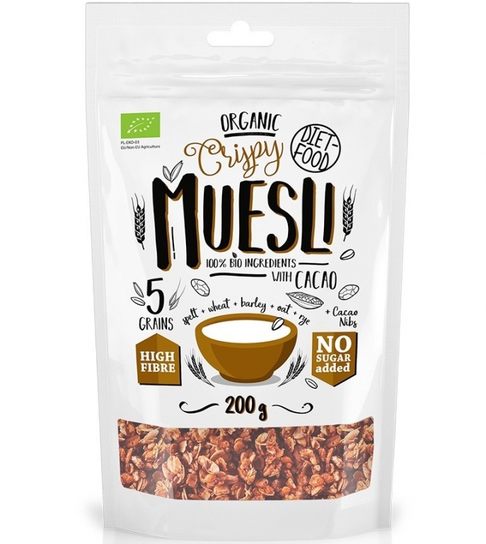 Musli crocant cacao nibs bio 200g - DIET FOOD