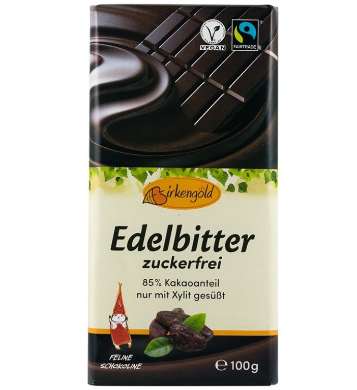 Ciocolata amaruie 85%cacao xylitol eco 100g - BIRKENGOLD