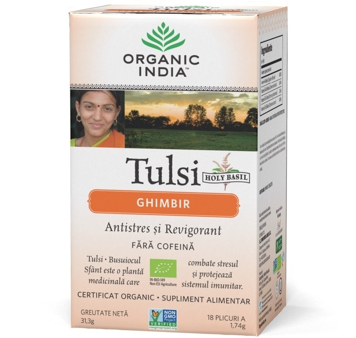 Ceai tulsi ghimbir 18dz - ORGANIC INDIA