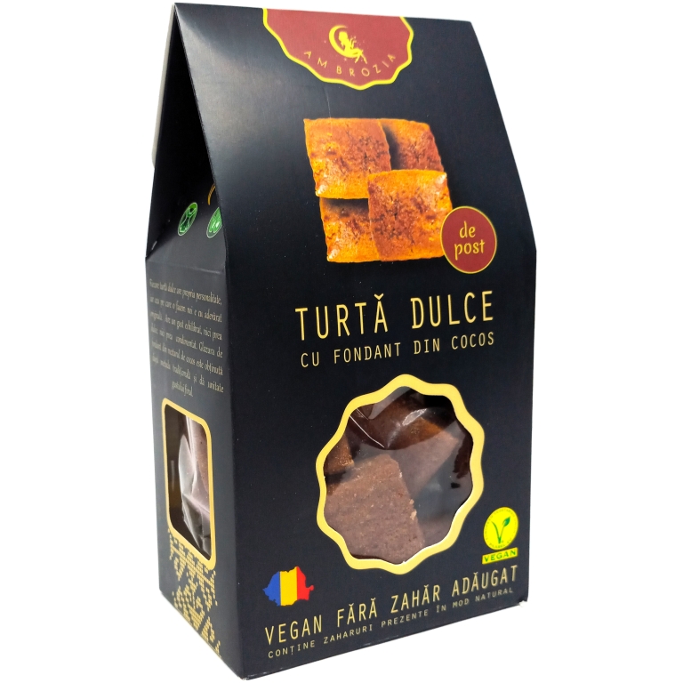 Turta dulce vegana fondant cocos fara zahar 130g - AMBROZIA