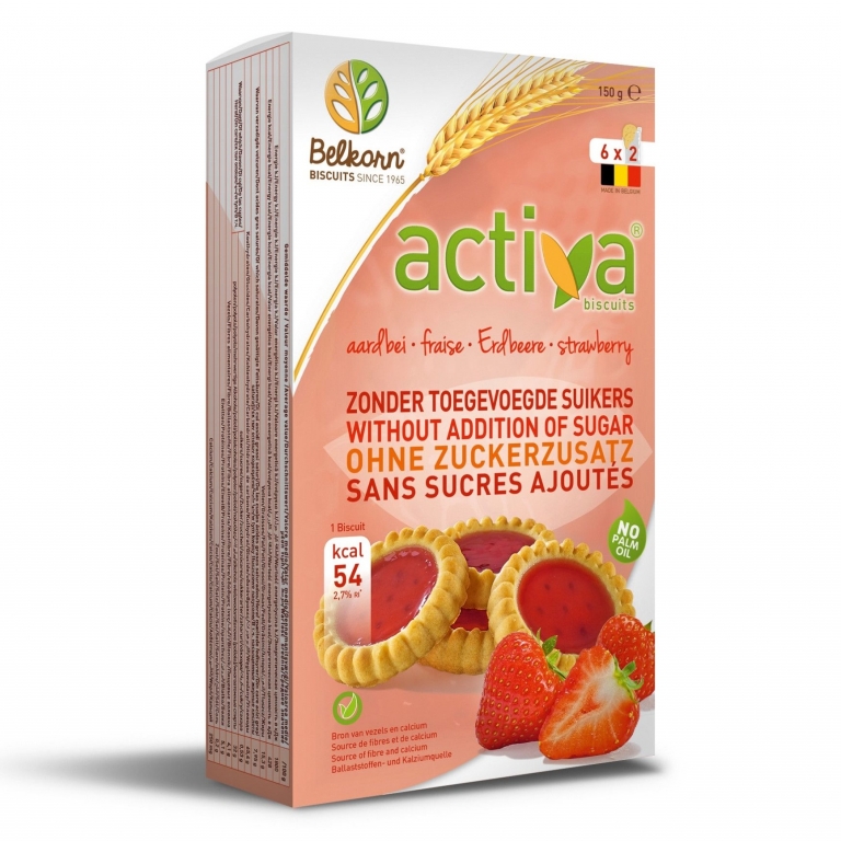 Biscuiti capsuni fara zahar Activa 150g - BELKORN