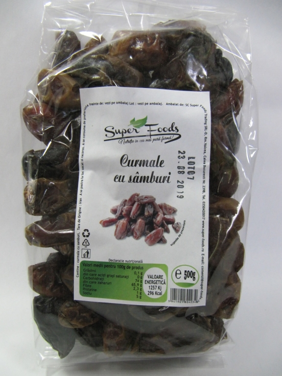 Curmale uscate cu samburi 500g - SUPERFOODS