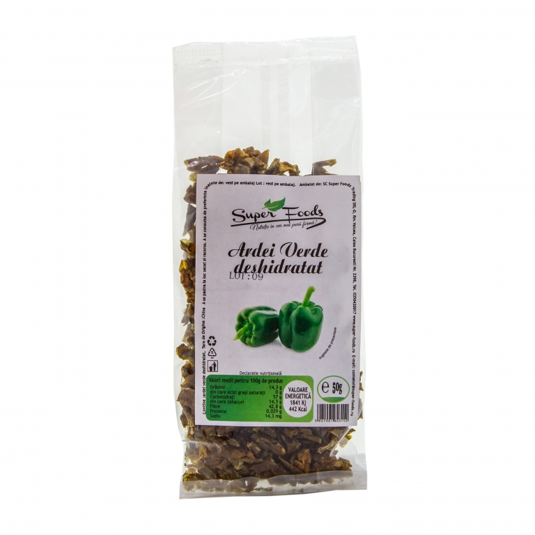 Ardei verde deshidratat 50g - SUPERFOODS