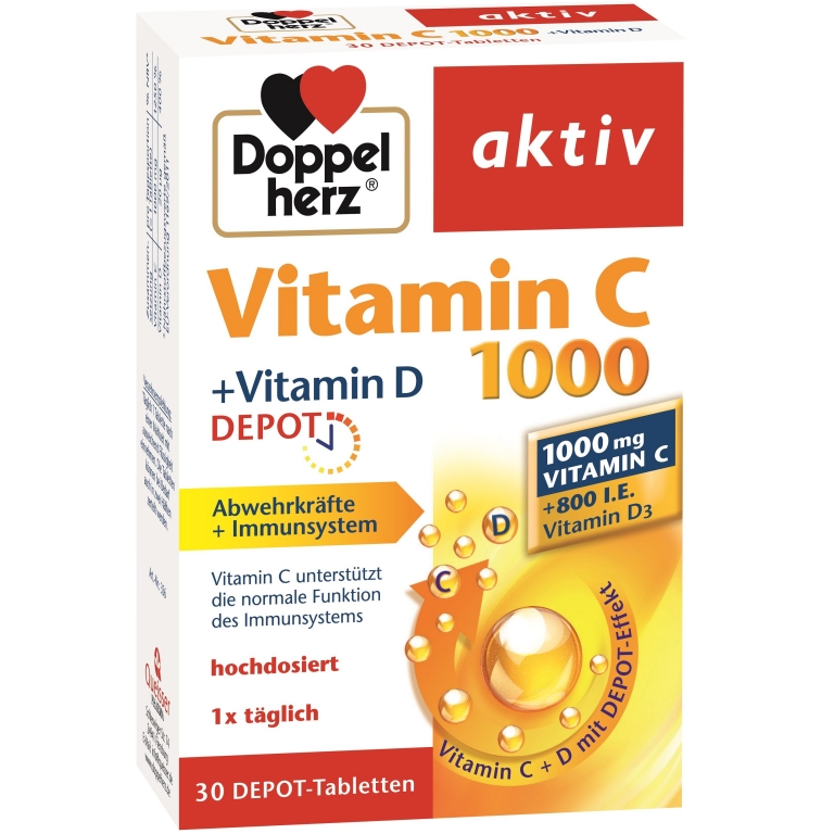 Vitamina C 1000 Vitamina D Depot 30cp - DOPPEL HERZ